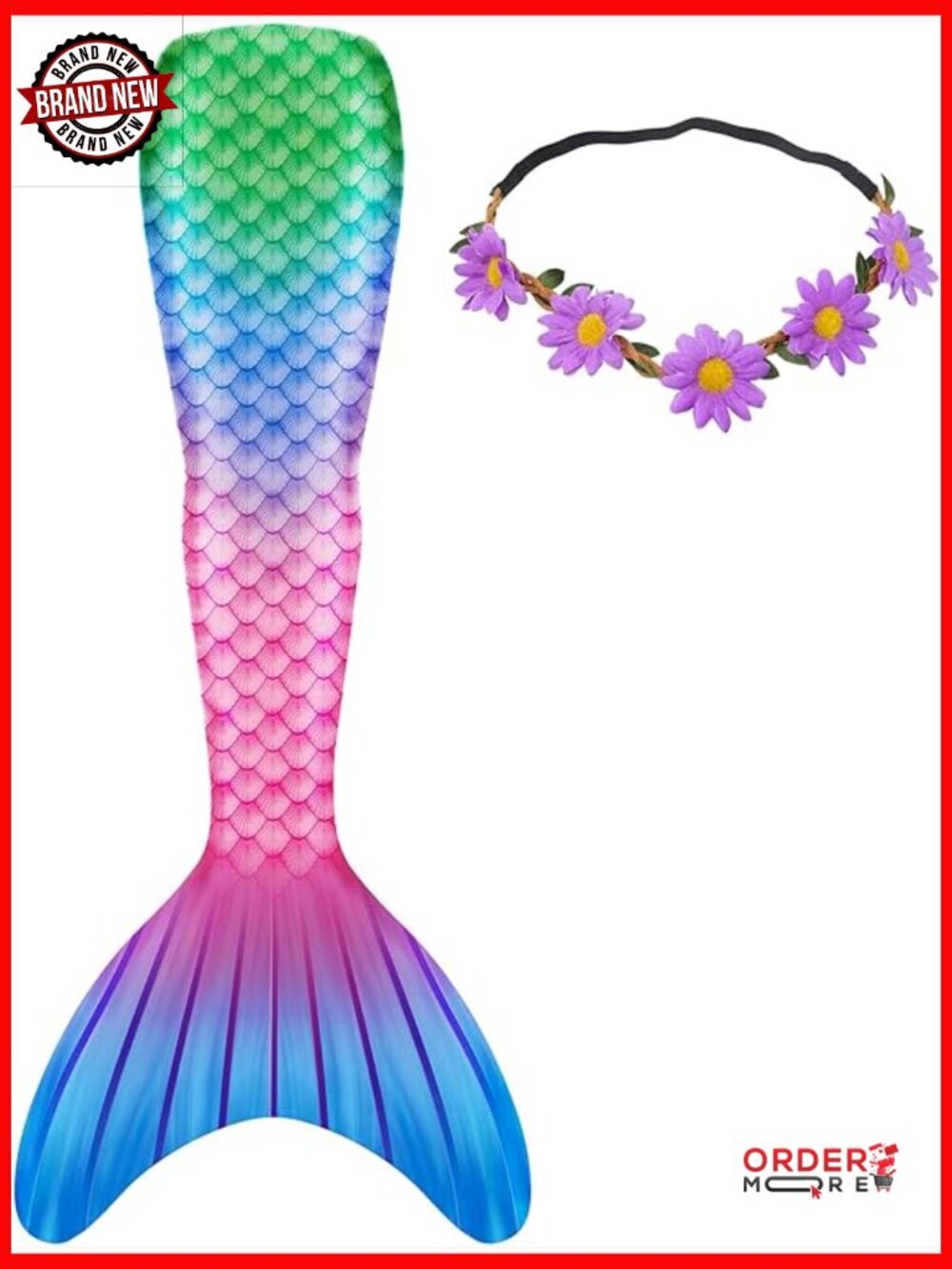 Mermaid Tail Swimsuit for Women, One-Piece Bathing Suit No Fin
